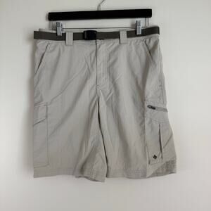 Columbia Shorts Men's 34 Omnishade Beige Cargo Fishing Hiking Outdoors 10" b